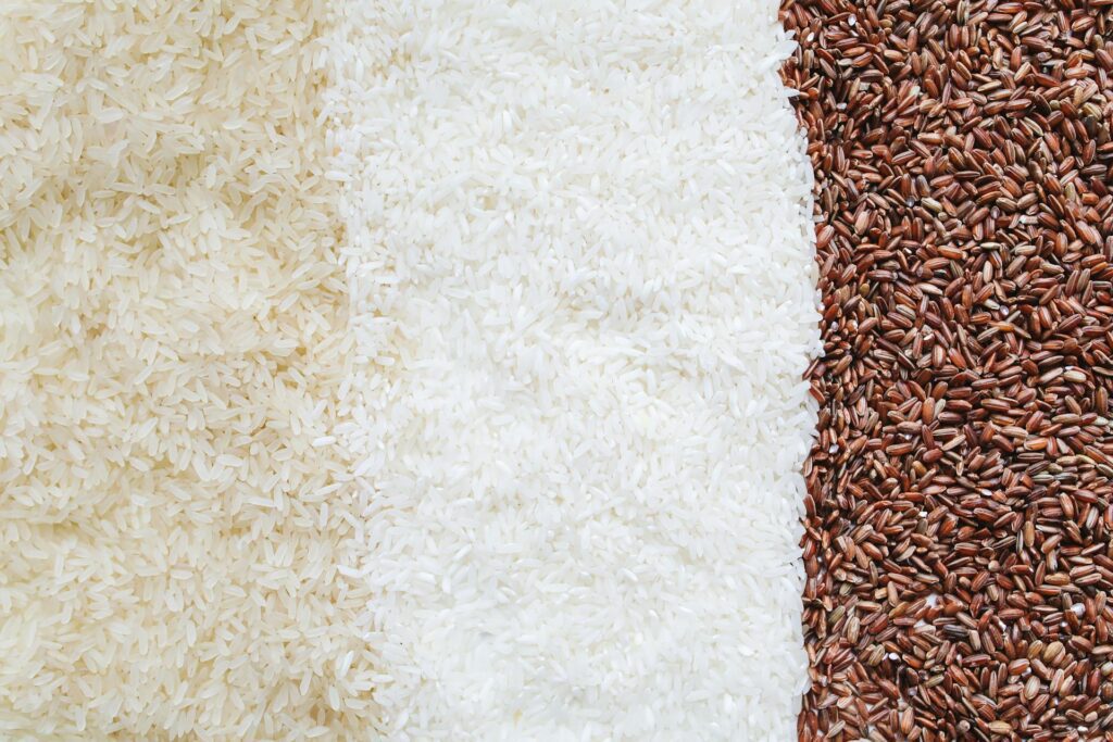 Brown, white, and wild rice