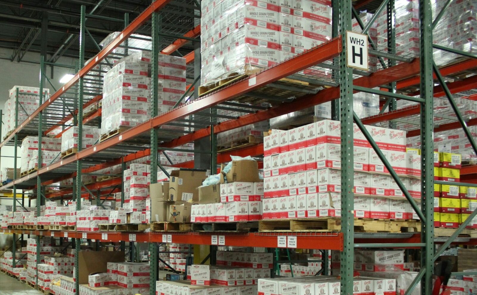 Palletized goods in a warehouse